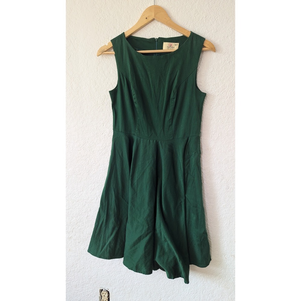 Grace Karin Womens Forest Green Fit and Flare Sleeveless Skater Dress Size M‎